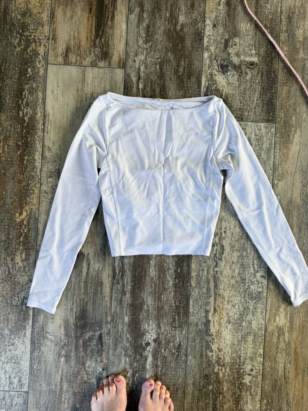2 for $20 sale: Calia cropped ribbed white long sleeve shirt boatneck collar -